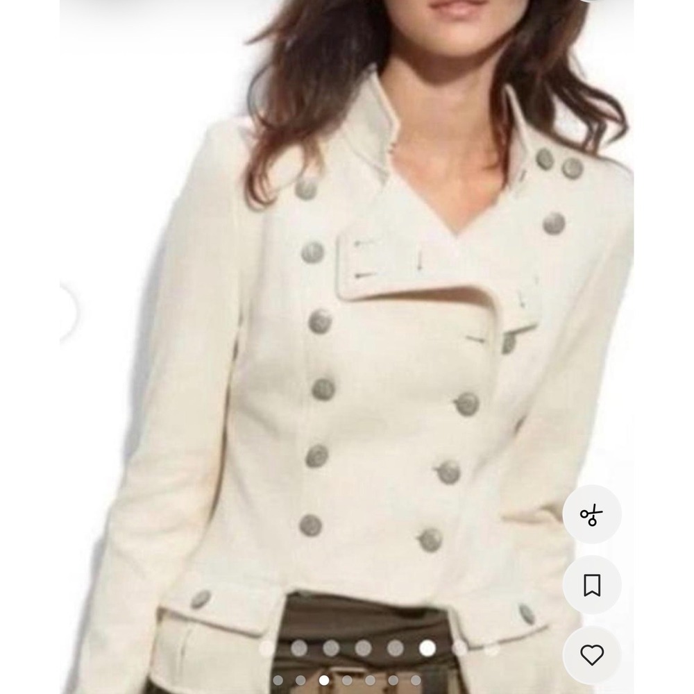 We The Free Military Jacket Womens 2 Cream Double Breasted Lace Up Sleeves
